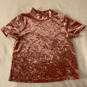 Girls pink crushed velvet top